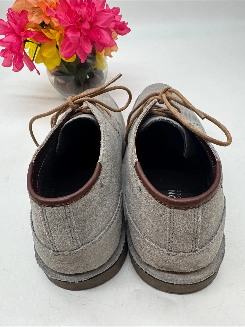 Kenneth Cole Gray Textile Lace-Up Chukka Boots with Tan Laces 11.5 MS10119D